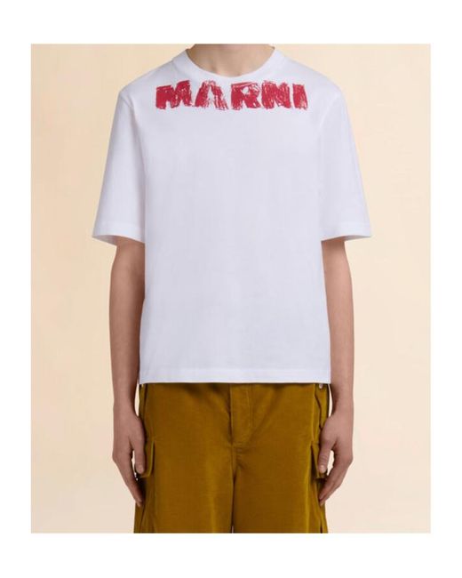 Marni White Monolith Printed T-Shirt for men