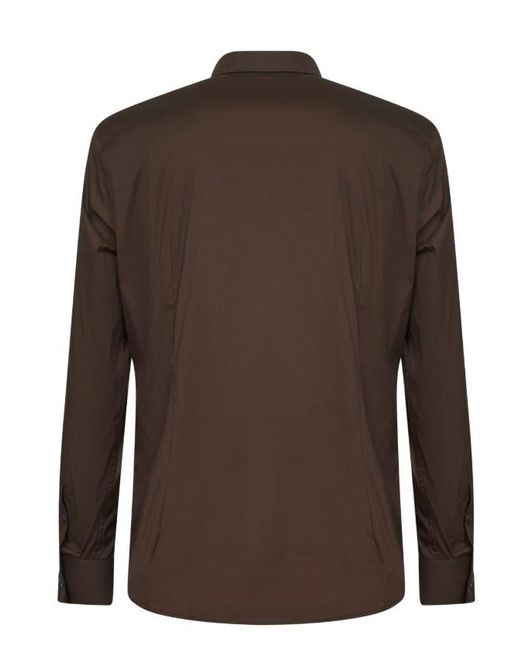 Prada Brown Long-Sleeved Poplin Shirt for men