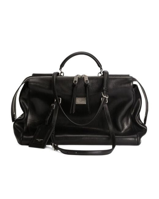 Dolce & Gabbana Black Vittoria Logo Plaque Bag