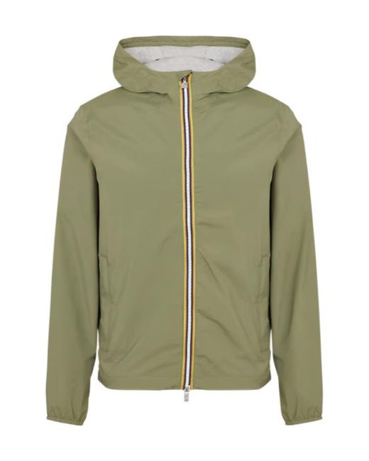K-Way Green Waterproof Hooded Jacket for men