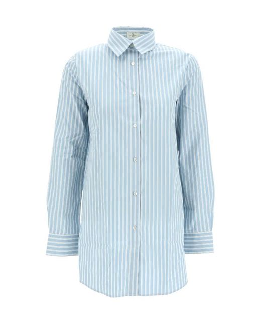 Etro Blue Buttoned Long-Sleeved Shirt