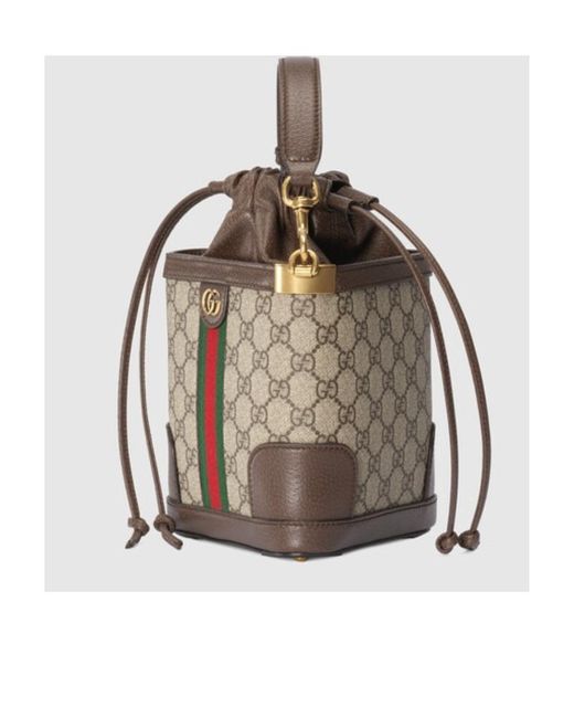 Gucci Brown Ophidia Gg-Canvas Bucket Bag