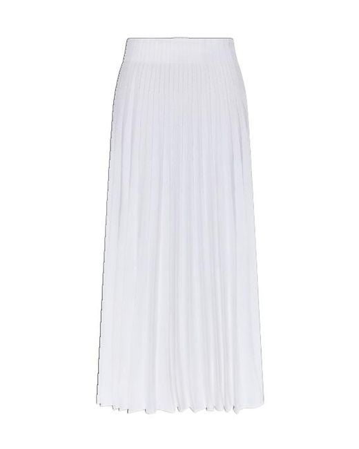 Balmain White Elastic Waist Midi Skirt