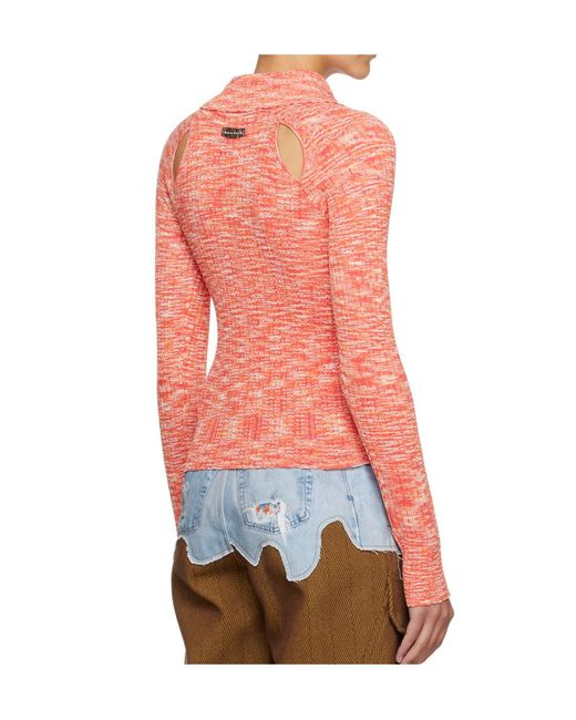 ANDERSSON BELL Pink Rozy Cut-Out Ribbed-Knit Cardigan