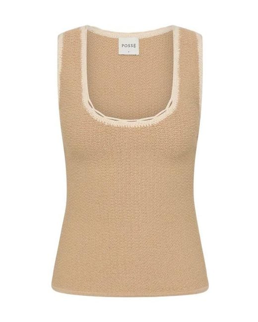 Posse Natural Willow Crochet-Trim Top