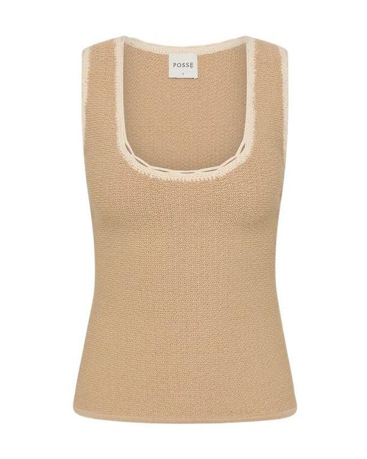 Posse Women's Natural Willow Crochet-Trim Top