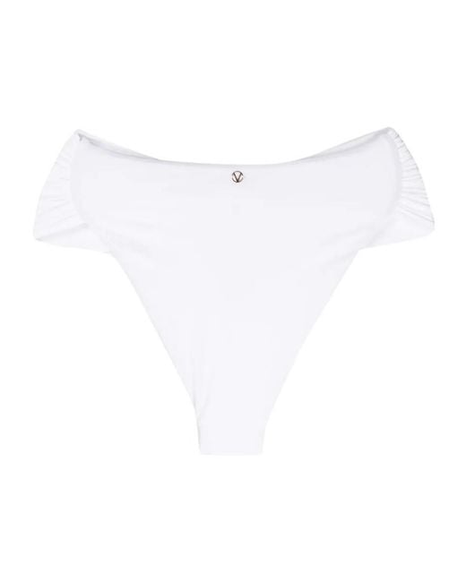 LaRevêche White Amelie Ruched Bikini Bottoms
