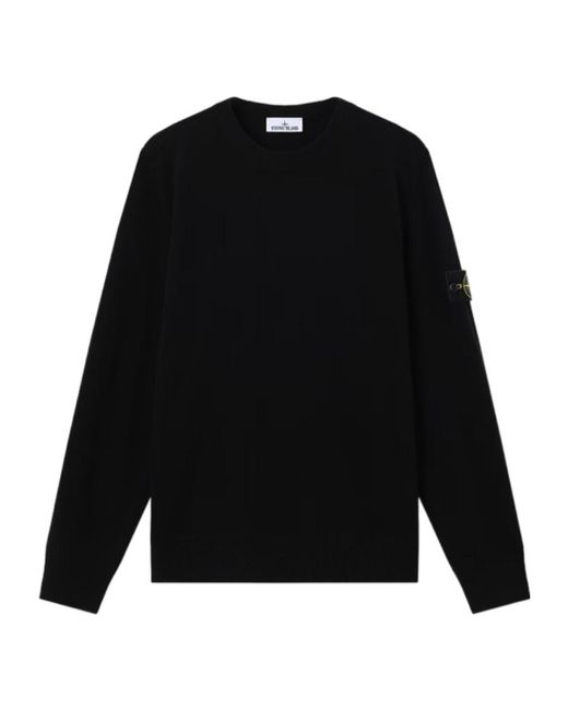 Stone Island Black Long-Sleeve Crew-Neck Sweater for men