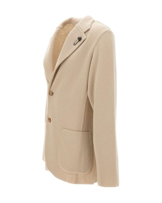 Lardini Natural Buttoned Flower-Embellished Blazer for men