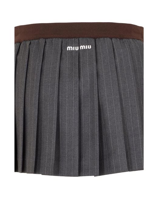 Miu Miu Gray Simple And Versatile Ruched Skirt