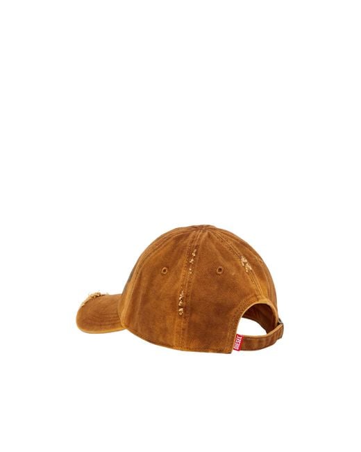 DIESEL Brown C 7 D 8 Distressed Baseball Cap for men