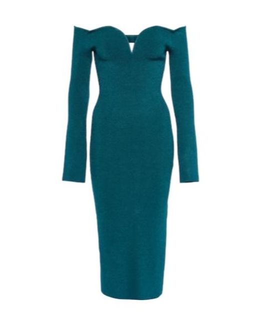 Galvan Blue Grace Off-Shoulder Midi Dress