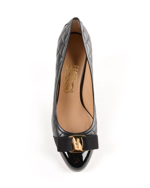 Ferragamo Black Ferragamo Quilted Vara Bow Pumps