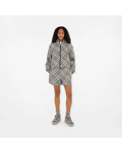 Burberry Gray Checked Hooded Zip-Up Reversible Jacket
