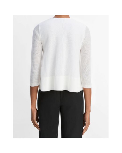 Vince White Ribbed Cotton Blend Top