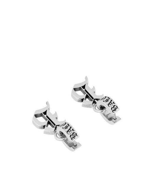 Balenciaga White Logo Engraved Earrings for men