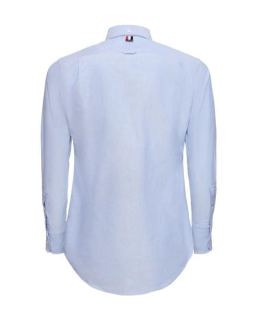 Thom Browne Blue Button Long-Sleeved Shirt for men
