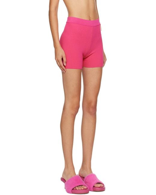 Jacquemus Pink Charm Logo Knit Shorts