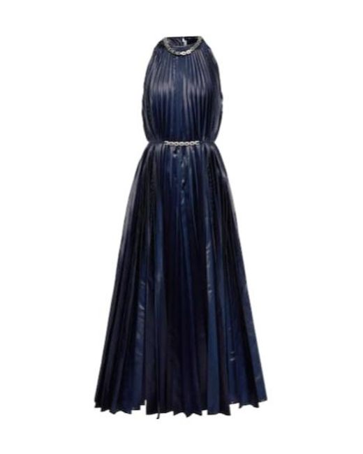 Christopher Kane Blue Embellished Halterneck Lamé Midi Dress