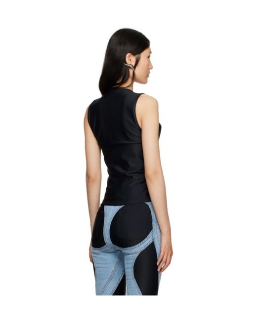 Mugler Black Round-Neck Sleeveless Top