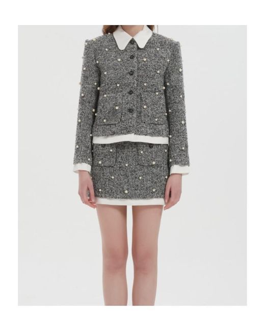 Marissa Chiara Gray Pearl Long-Sleeved Jacket