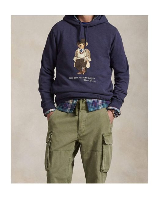 Polo Ralph Lauren Blue Embroidered Drawstring Hoodie for men