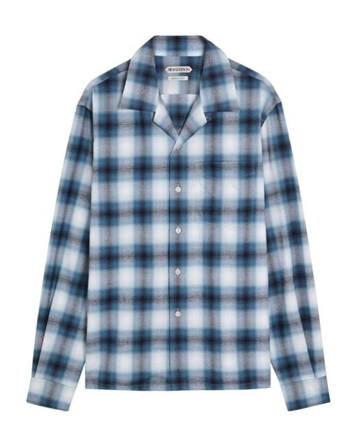 J.W. Anderson Blue Checked Cotton Shirt for men