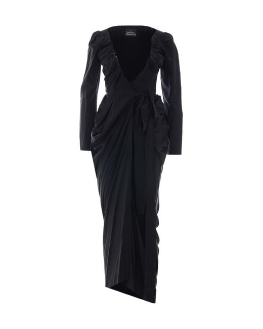 Vivienne Westwood Black Kendall Draped Wrap Dress