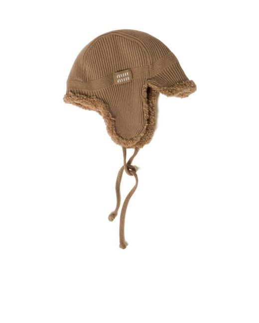 Miu Miu Multicolor Wool, Cashmere And Shearling Trapper Hat