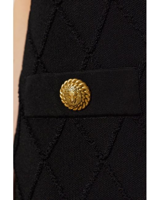 Balmain Black Quilted Mini Knitted Skirt