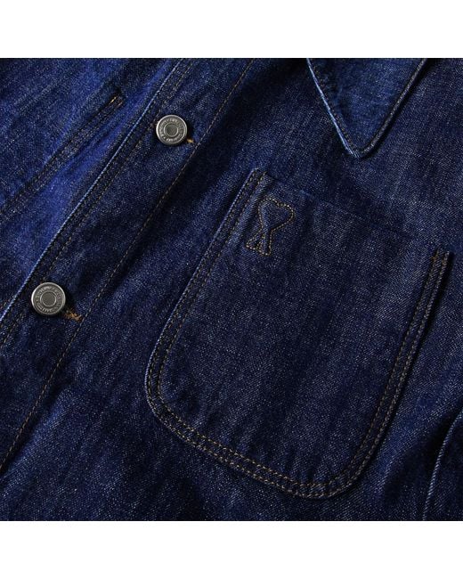 AMI Blue Embroidered Shirt Jacket