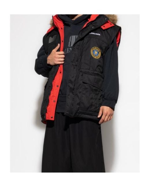 Balenciaga Black Fur-Trimmed Padded Jacket for men