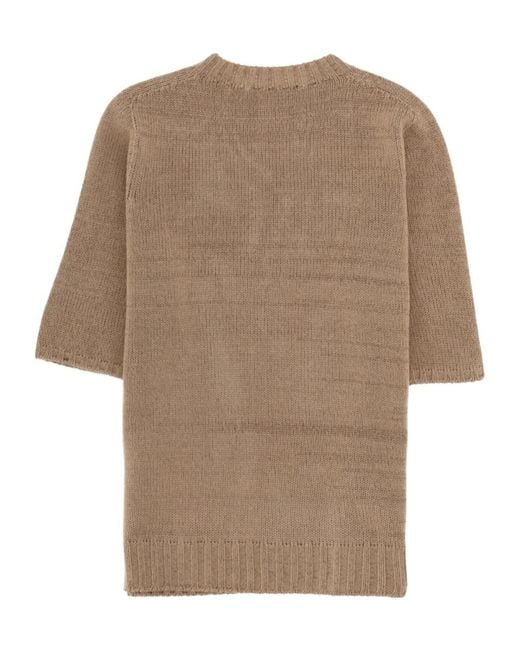 Fabiana Filippi Natural Crew Neck Short-Sleeved Knit Sweater