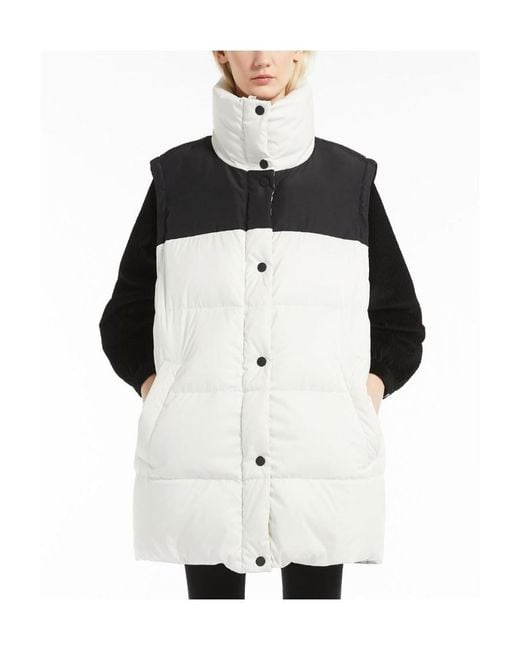 Weekend by Maxmara White Down Jacket With Logo Collar