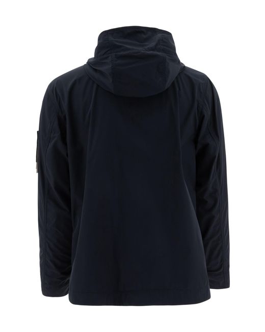 Stone Island Blue Compass-Badge Hooded Jacket for men
