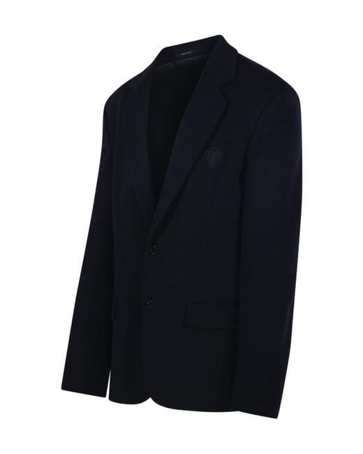 Gucci Blue Logo-Embroidered Single-Breasted Blazer for men