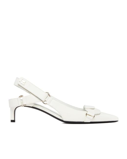 Courreges White 60Mm Pointed-Toe Leather Pumps