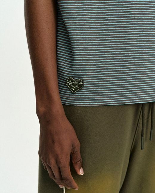 ANDERSSON BELL Blue Heart-Shaped Striped T-Shirt for men