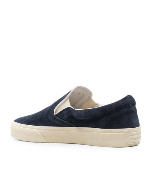 Tom Ford Blue Contrast Trim Slip-On Sneakers for men