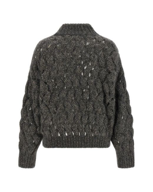 Brunello Cucinelli Gray 'Dazzling Waves' Sweater