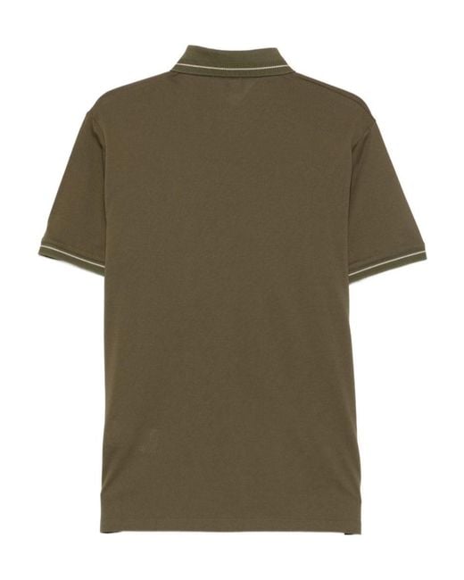 Emporio Armani Green Logo-Embroidered Polo Shirt for men