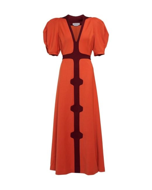 Gabriela Hearst Red Onda Wool Midi Dress