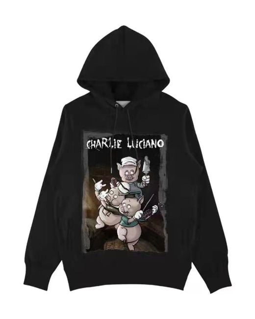CHARLIE LUCIANO Black Three Pigs Hooded Sweater for men