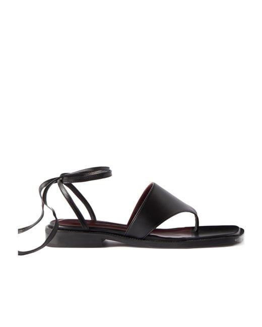 Staud Black Alexandre Strappy Flat Sandals