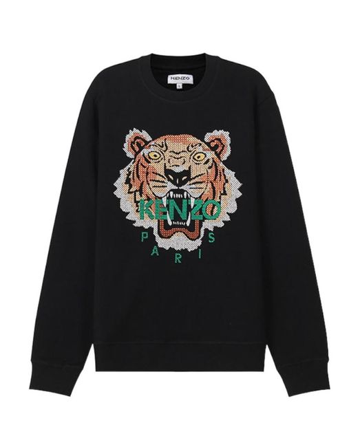 KENZO Black Round Collar Long Sleeve Sweater for men