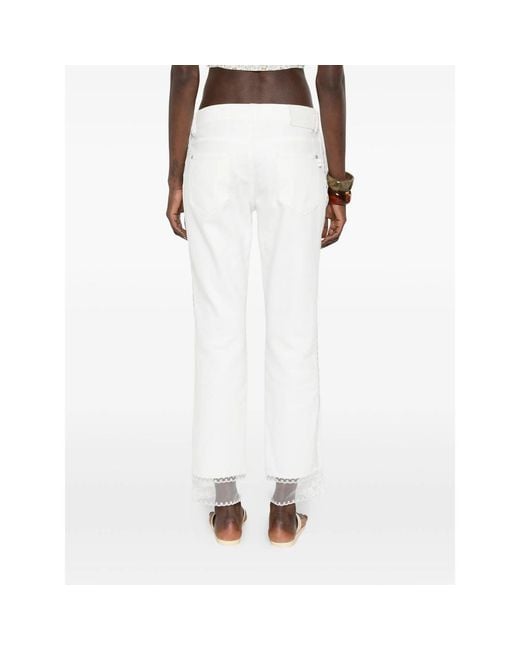 Ermanno Scervino White Lace-Trim Jeans
