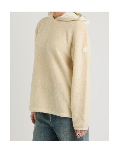 Moncler Natural Logo Hooded Faux Fur Sweatshirt