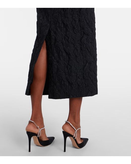Erdem Black Floral Jacquard Midi Dress
