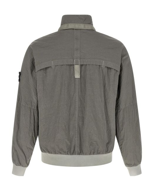 Stone Island Gray Logo Patch Bomber Jacket for men