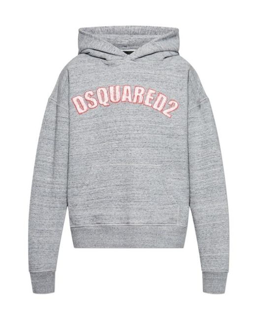 DSquared² Gray Logo Patch Hoodie for men
